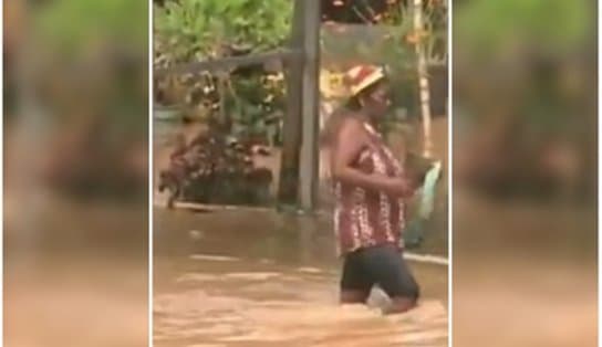 Imagem de Rio Subaé transborda em Santo Amaro e causa transtornos à população; assista