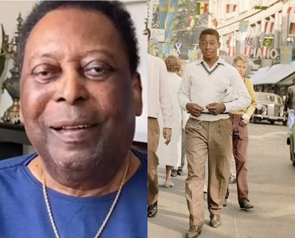 Torcendo do hospital, Pelé relembra tempo de jogador e posta foto de sua primeira Copa