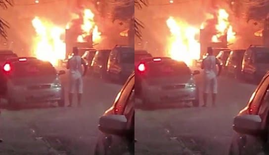 Imagem de Food truck pega fogo no Nordeste de Amaralina; veja vídeo