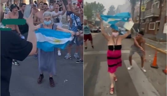 Imagem de “Vovó torcedora” vira amuleto da Argentina e leva multidão para porta de sua casa após jogos; veja