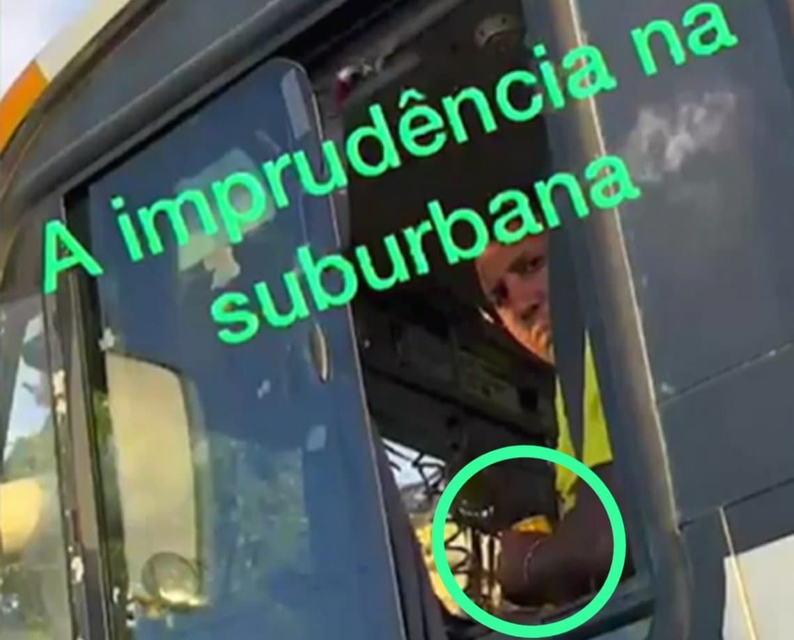 Motorista de ônibus é flagrado dirigindo com lata de cerveja na mão na Suburbana 