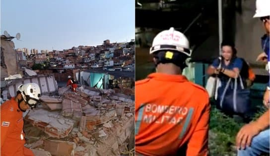 Imagem de Vídeo: confira o momento do resgate de mãe vítima de desabamento de prédio na Federação; filhos a esperavam 