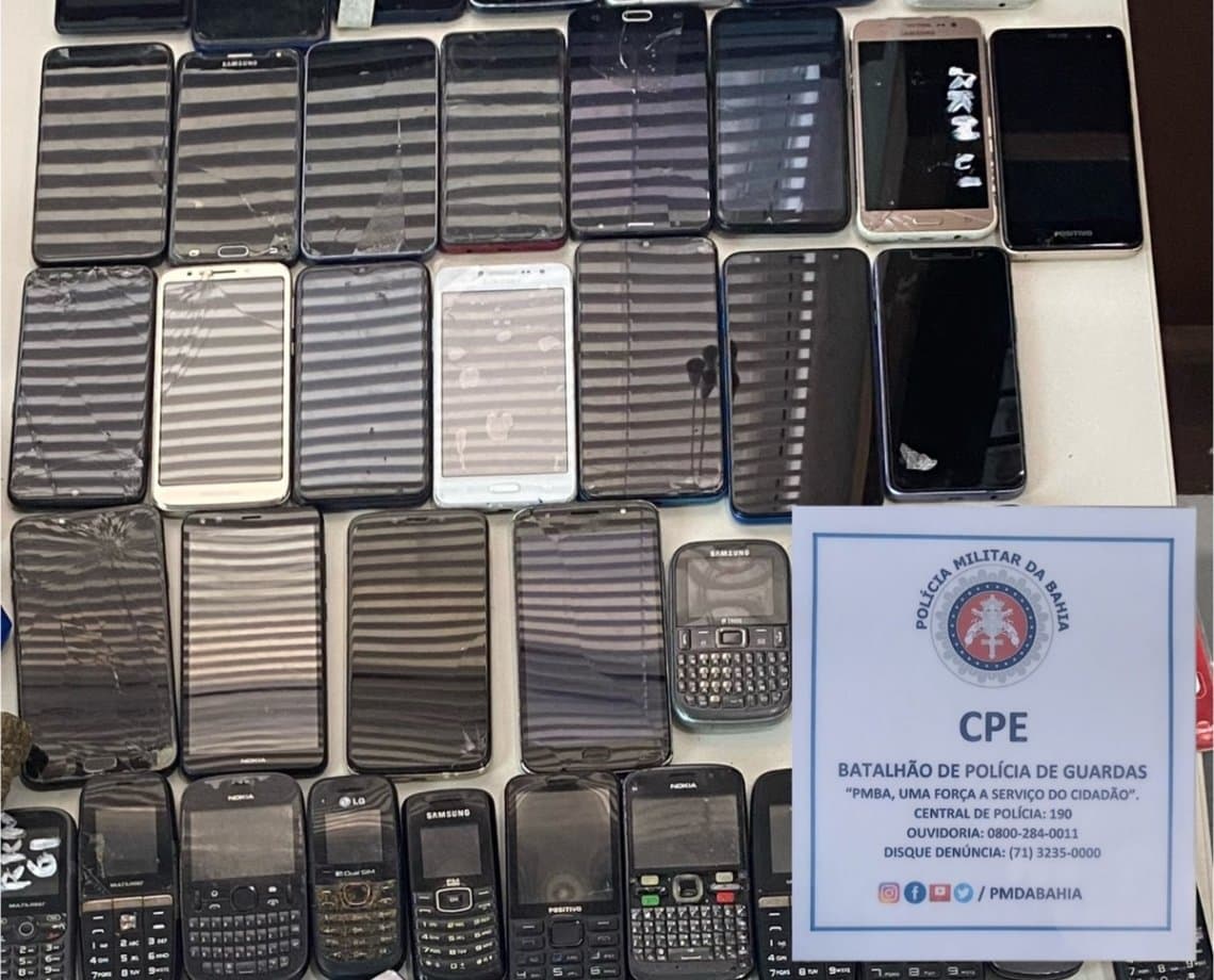 Quarenta celulares que seriam arremessados para presídio de Salvador são apreendidos  