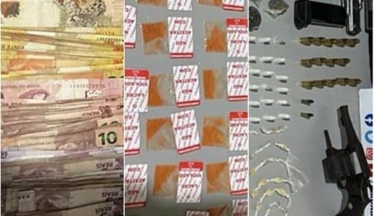 Imagem de Integrantes de organização criminosa são presos em flagrante com 11,2 mil reais, armas e drogas 