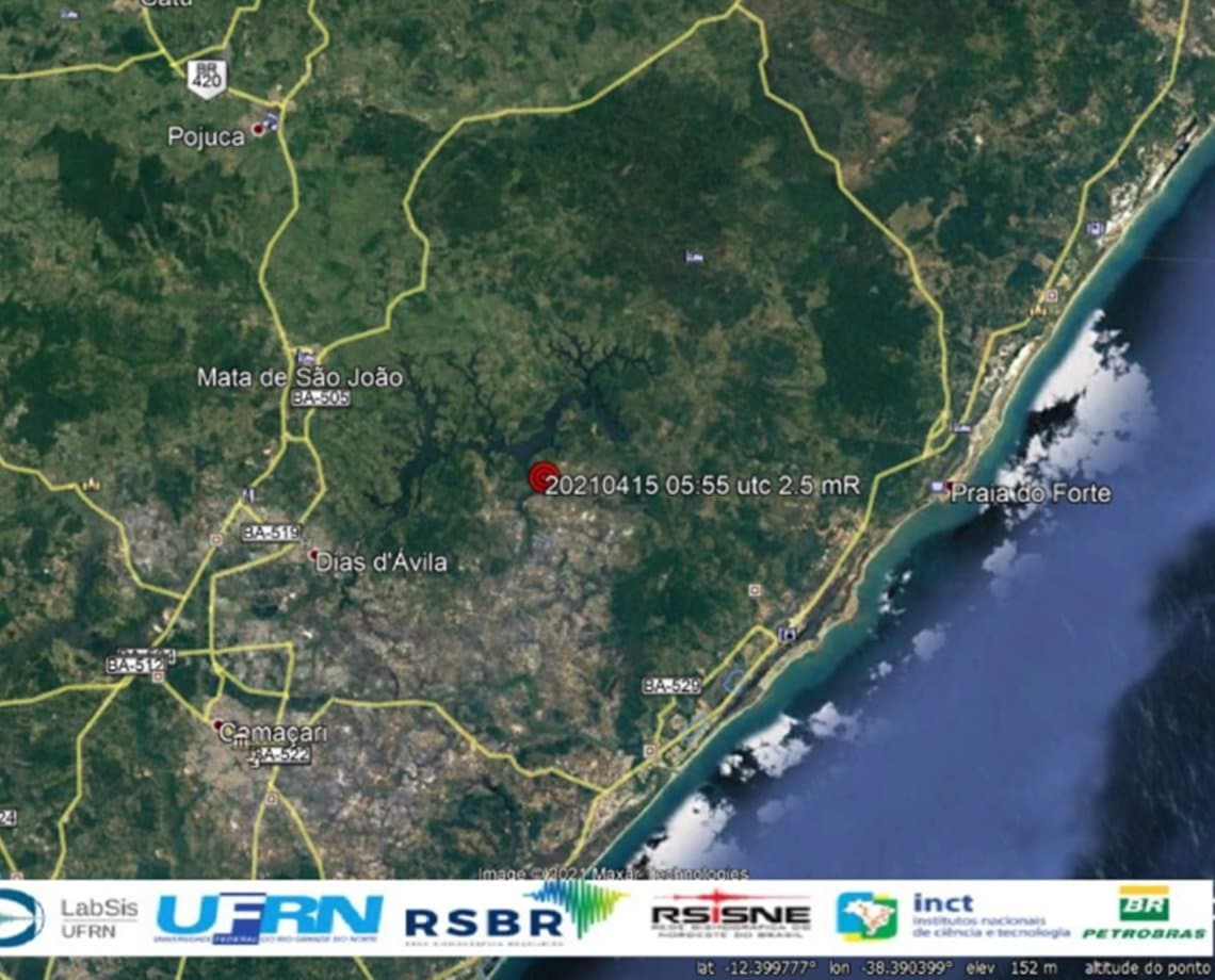 Tremor de terra é registrado em Dias D'Ávila, na Região Metropolitana de Salvador 