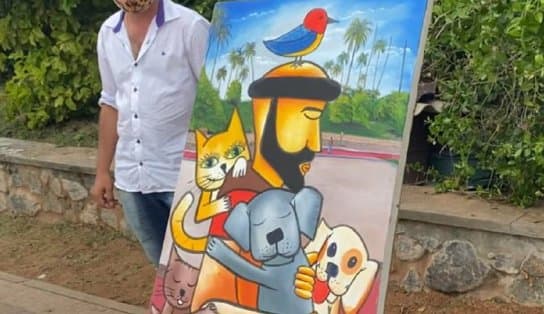 Imagem de Amor felino: pintor aproveita região da colônia de gatos em Salvador para vender quadros e proteger animais