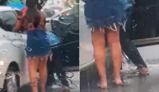 Imagem de Vídeo: em dia de alagamentos, mulher se desespera ao ter carro inundado em bairro de luxo de Salvador; assista 