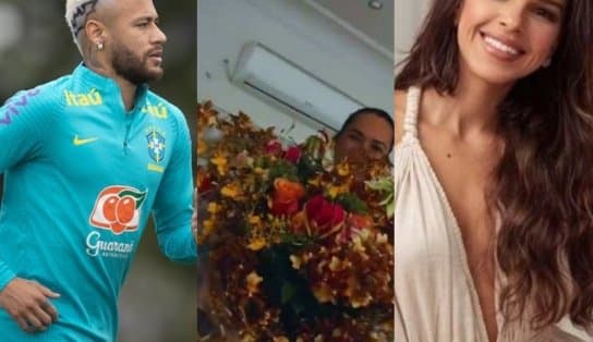 Imagem de Neymar e Mariana Rios trocaram beijos em bar e atriz acordou com buquê de jogador, diz site