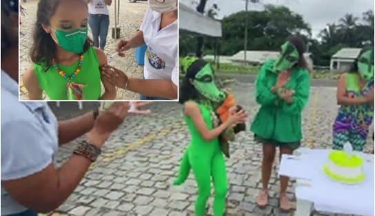 Imagem de 'Crocodilo eu sou': caçula de Daniela Mercury faz 12 anos com "festa do jacaré" e 1ª dose da vacina contra Covid; vídeo