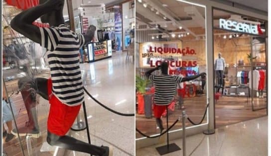 Imagem de Após repercussão negativa, marca de roupas retira manequim preto quebrando loja em shopping de Salvador