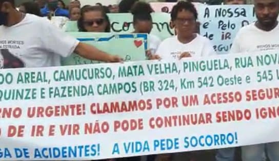 Imagem de Moradores da região de Amélia Rodrigues fazem protesto e congestiona trânsito na BR-324