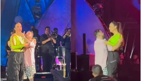 Imagem de Fã sobe em palco, dança com Ivete Sangalo e ainda tem uma conferida da cantora: "Tá de p** duro?"; assista 