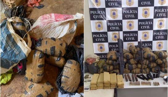 Imagem de Polícia encontra 40 kg de maconha, cocaína e armas enterradas numa piscina em construção 