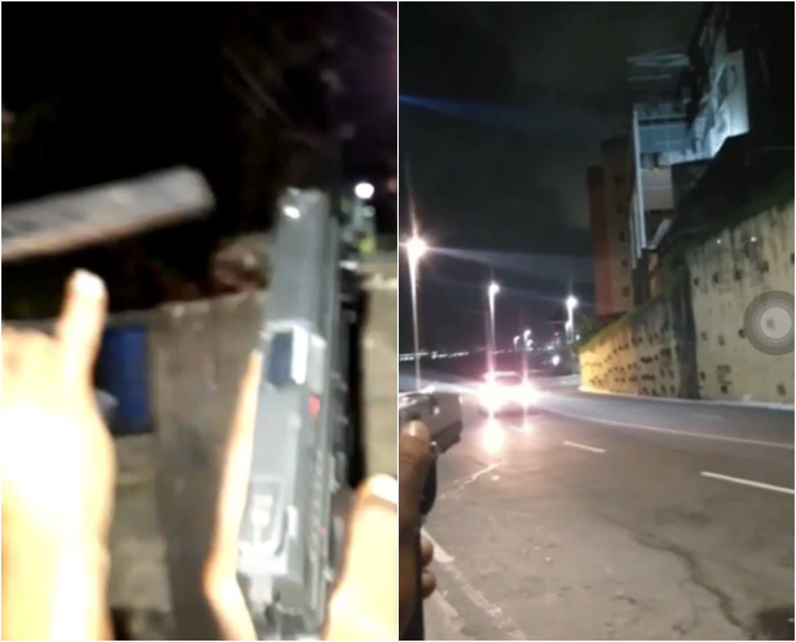 Ao lado de mansão de luxo na Gamboa, bandidos apontam armas para carros e filmam tudo; “até o túnel tá ativado"