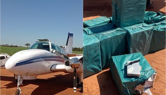 Imagem de Aeronave interceptada pela Força Aérea é encontrada com 500 kg de cocaína