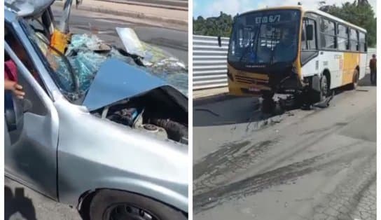 Imagem de Acidente deixa ao menos dois feridos na região da Estrada Velha do Aeroporto; veículos colidiram de frente