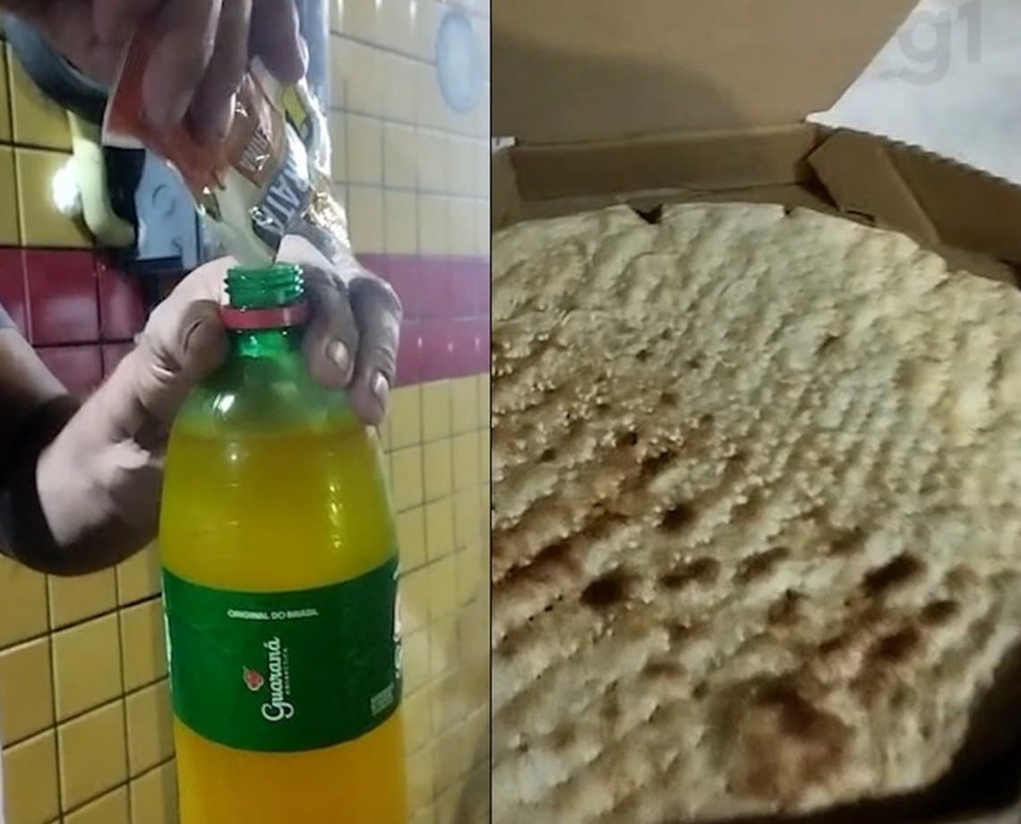 Após receber Pix falso, dono de pizzaria entrega pizza sem recheio, suco com sal e pinto de plástico para golpista