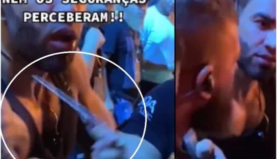 Imagem de Perdeu, perdeu: Gusttavo Lima tem corrente roubada por fã ao descer do palco durante show; assista 