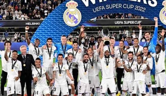 Imagem de Após bater o Eintracht Frankfurt por 2x0, Real Madrid alcança status de maior campeão da Champions e Supercopa