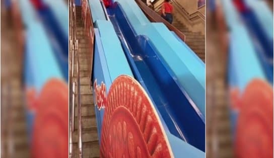 Imagem de Estação rodoviária da Lapa recebe escorregadeira gratuita para todas as idades; veja vídeo 