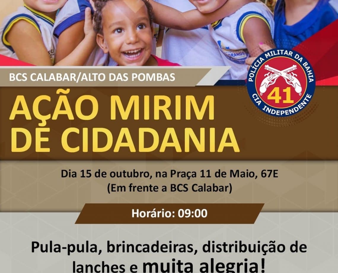 PM distribui brinquedos de graça em ação do Dia das Crianças no bairro do Calabar, em Salvador  