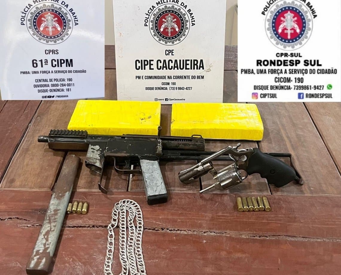 Armas e drogas são apreendidas no sul da Bahia e dois suspeitos morrem em confronto com PMs