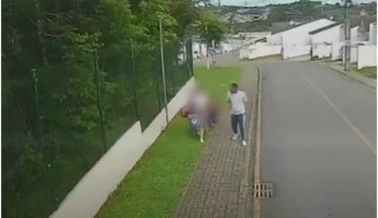 Imagem de Câmera de segurança flagra momento em que homem espanca mulher grávida de cinco meses na rua